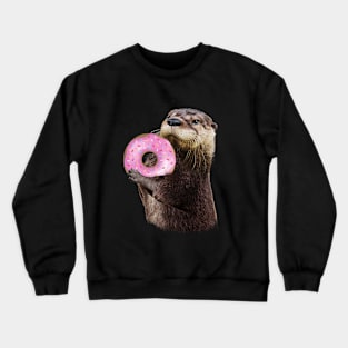 Otter with Donut Crewneck Sweatshirt